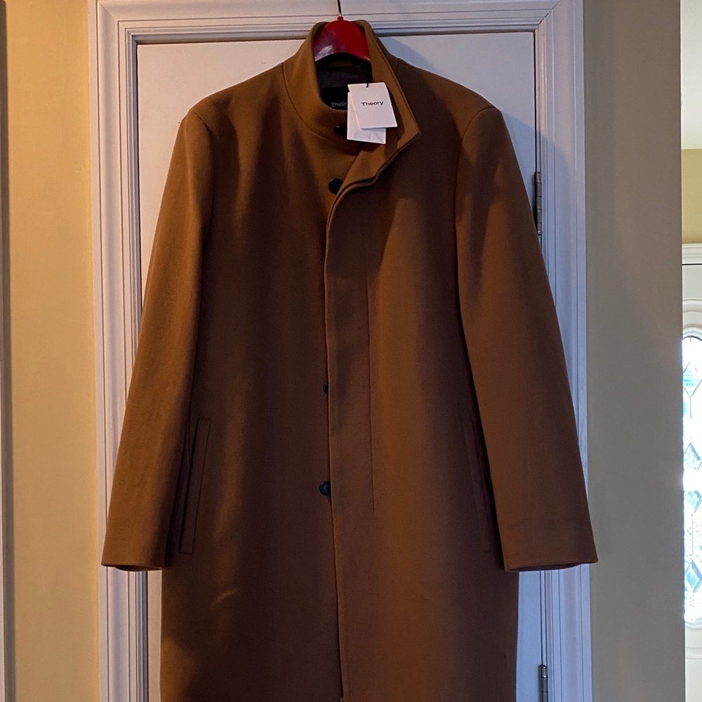 Theory Wool Cashmere Stretch Fully Lined Stand Up Collar Unisex Coat NWT